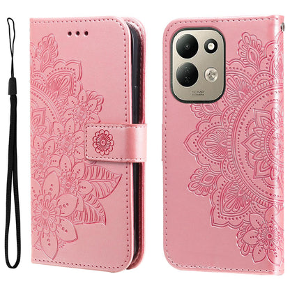 For Redmi 17 5G / 4G Global 170mm Seven-petal Flowers Embossing Leather Phone Case(Rose Gold)
