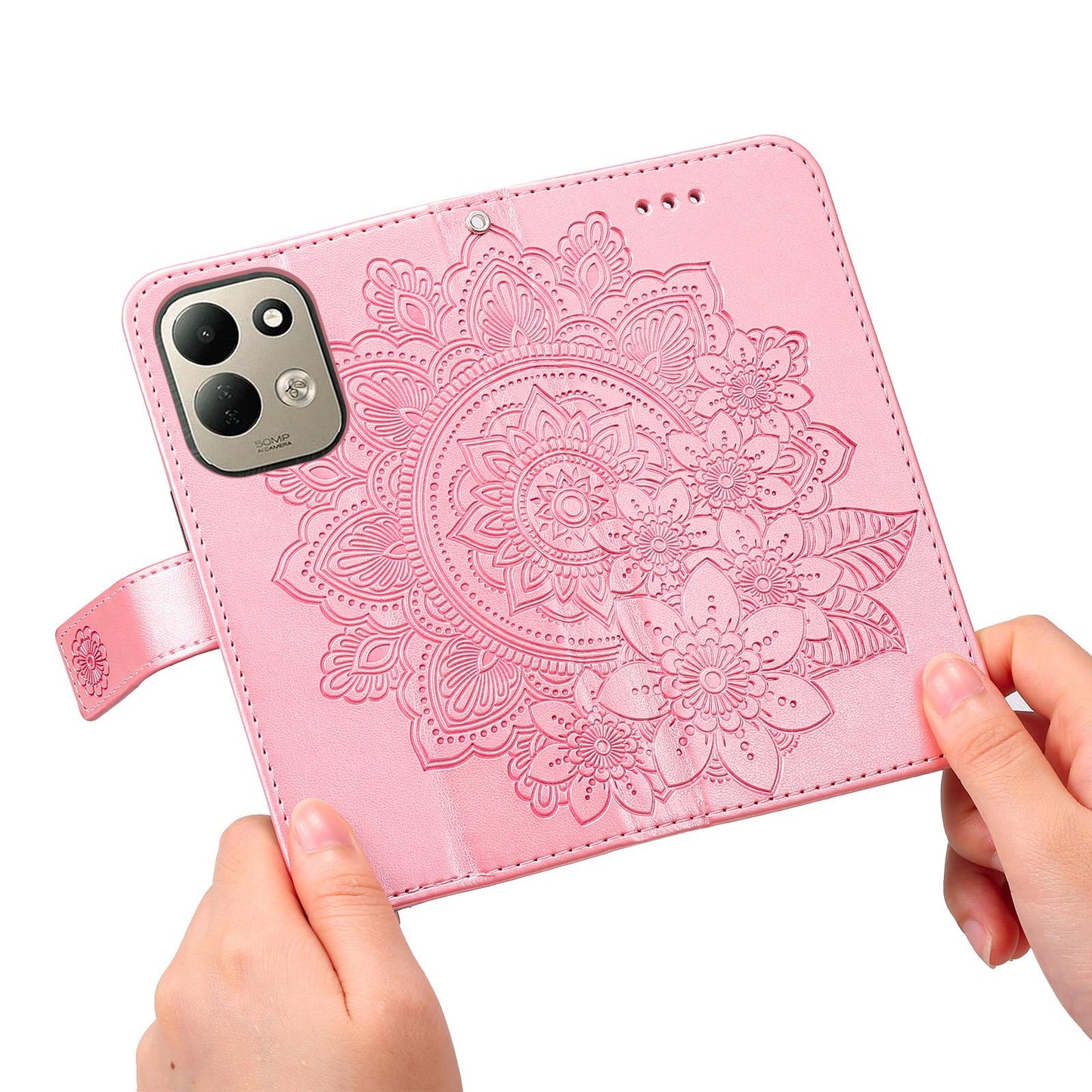 For Redmi 17 5G / 4G Global 170mm Seven-petal Flowers Embossing Leather Phone Case(Rose Gold)