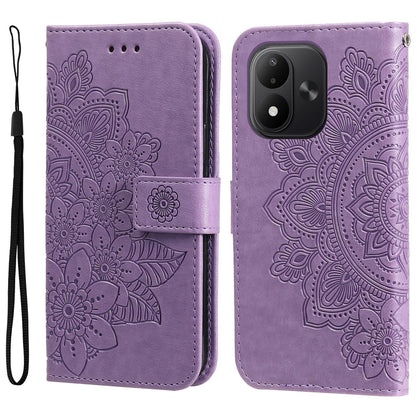 For Redmi Note 17 5G / 4G Global 171mm Seven-petal Flowers Embossing Leather Phone Case(Light Purple)