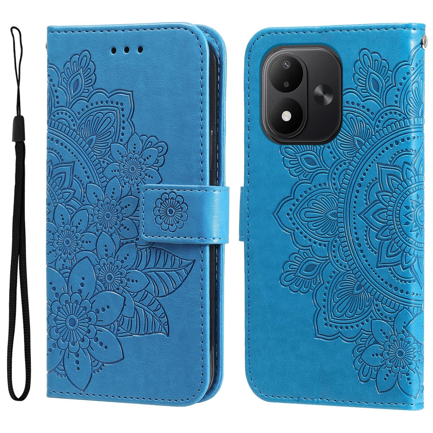 For Redmi Note 17 5G / 4G Global 171mm Seven-petal Flowers Embossing Leather Phone Case(Blue)