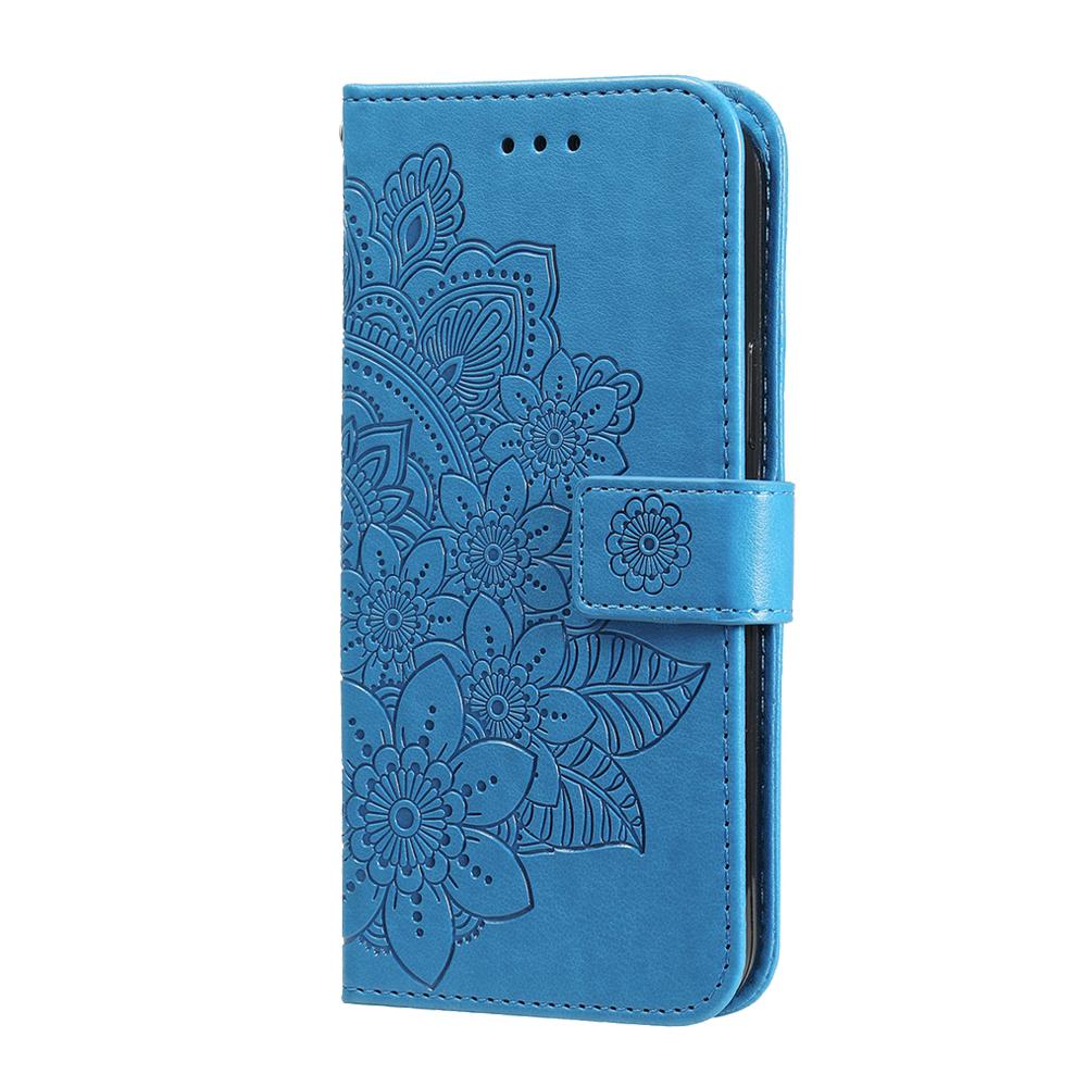 For Redmi Note 17 5G / 4G Global 171mm Seven-petal Flowers Embossing Leather Phone Case(Blue)