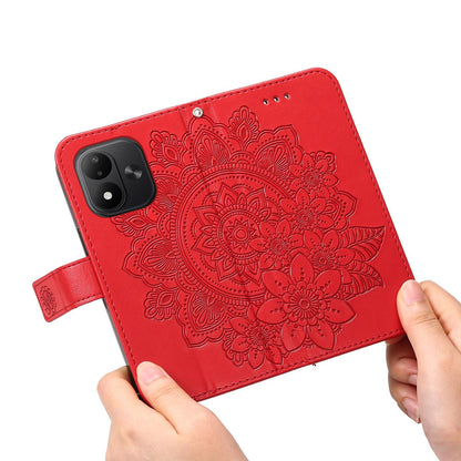 For Redmi Note 17 5G / 4G Global 171mm Seven-petal Flowers Embossing Leather Phone Case(Red)