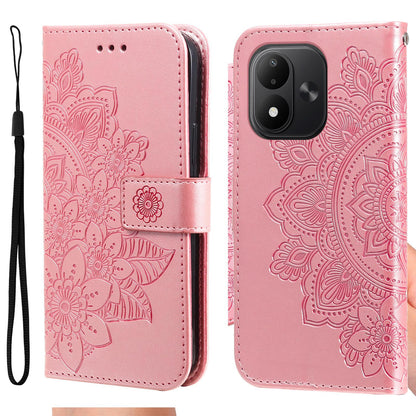 For Redmi Note 17 5G / 4G Global 171mm Seven-petal Flowers Embossing Leather Phone Case(Rose Gold)