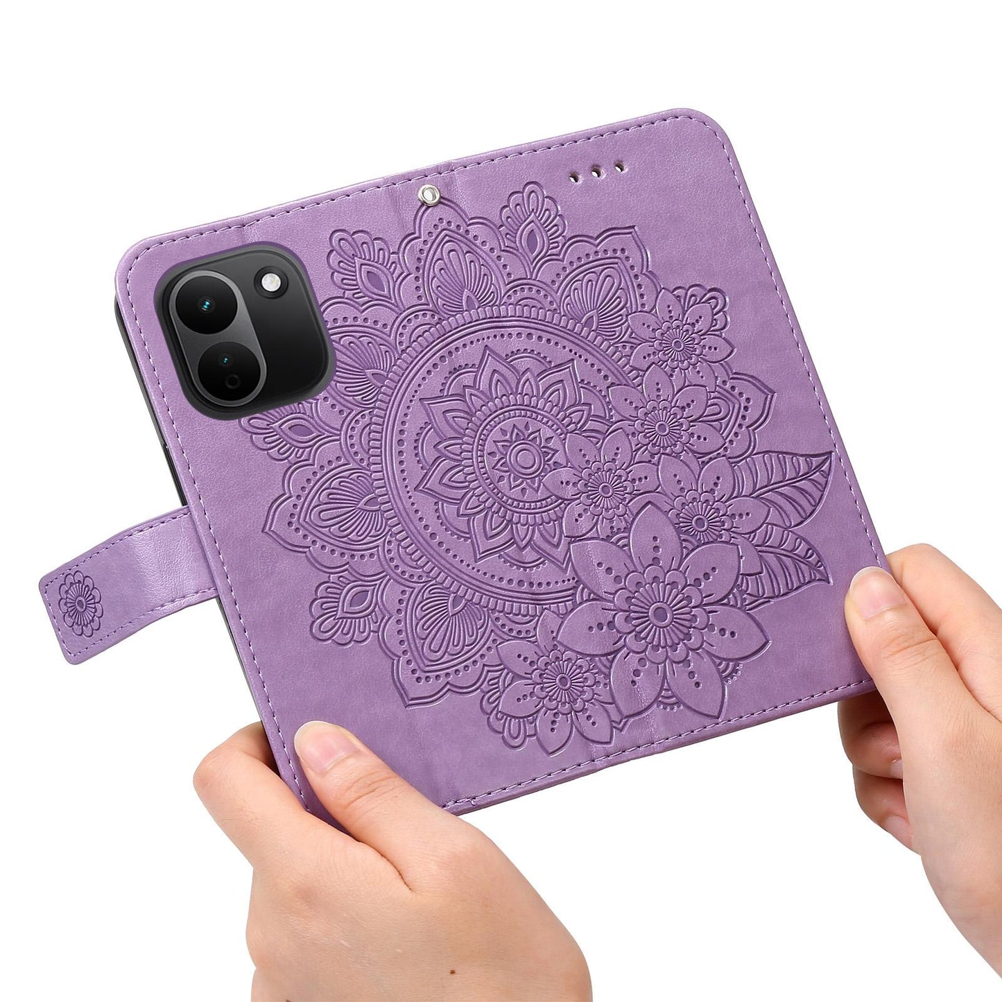 For Redmi Note 17 Pro+ 5G Global 163mm Seven-petal Flowers Embossing Leather Phone Case(Light Purple)