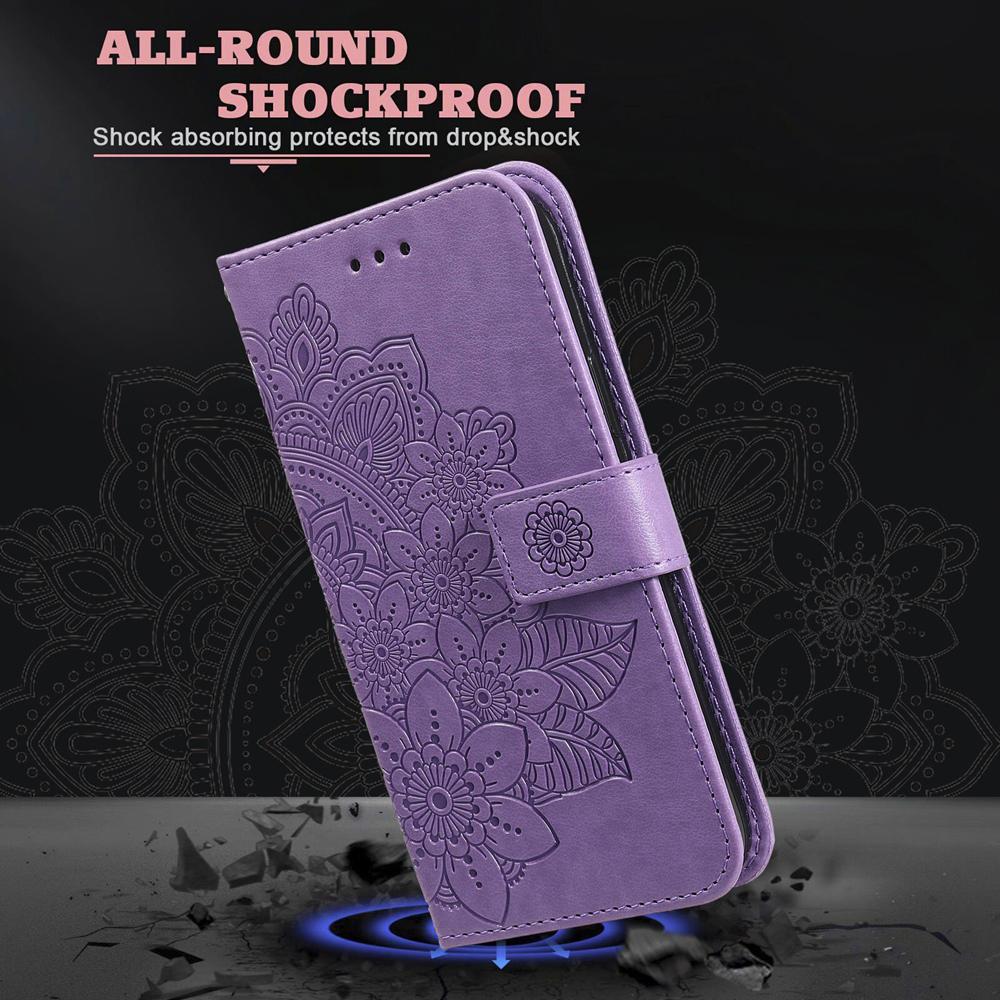 For Redmi Note 17 Pro+ 5G Global 163mm Seven-petal Flowers Embossing Leather Phone Case(Light Purple)