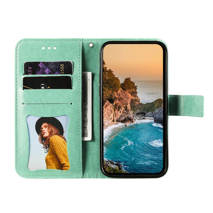 For Redmi Note 17 Pro+ 5G Global 163mm Seven-petal Flowers Embossing Leather Phone Case(Green)