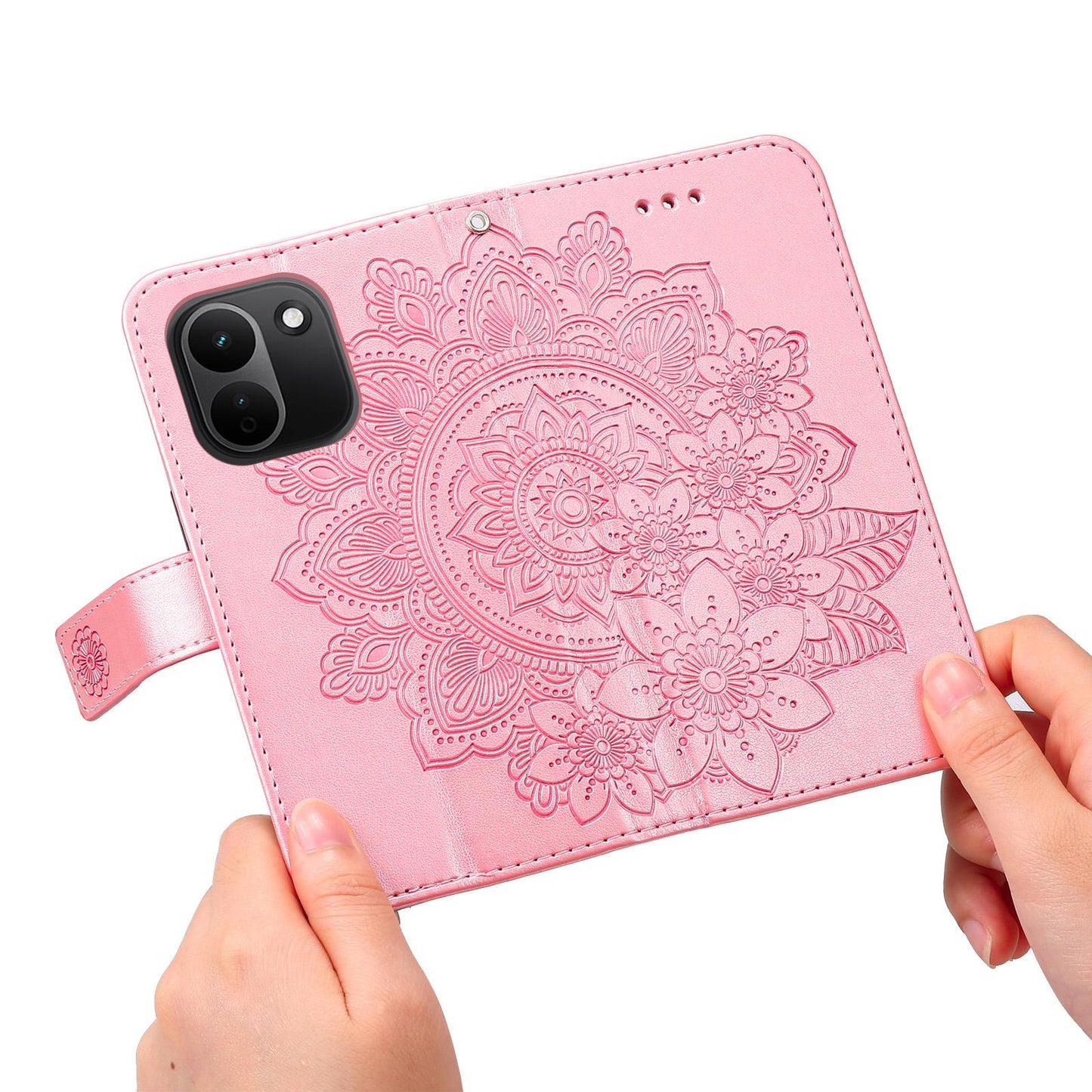 For Redmi Note 17 Pro+ 5G Global 163mm Seven-petal Flowers Embossing Leather Phone Case(Rose Gold)