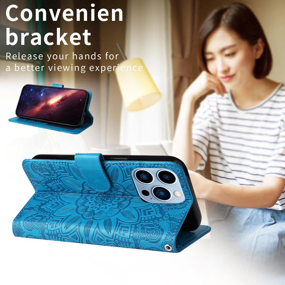 For Redmi K90 Pro Max / Xiaomi Poco F8 Ultra 5G Embossed Sunflower Leather Phone Case(Blue)