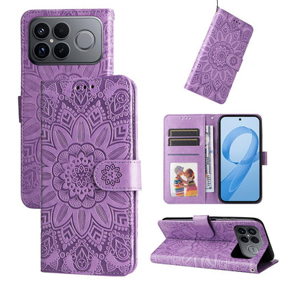 For Redmi K90 Pro Max / Xiaomi Poco F8 Ultra 5G Embossed Sunflower Leather Phone Case(Purple)