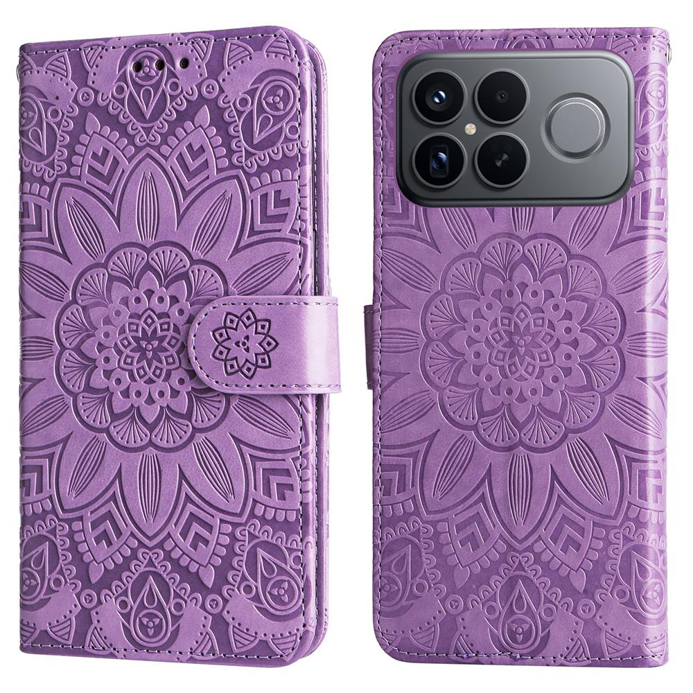 For Redmi K90 Pro Max / Xiaomi Poco F8 Ultra 5G Embossed Sunflower Leather Phone Case(Purple)