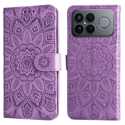 For Redmi K90 Pro Max / Xiaomi Poco F8 Ultra 5G Embossed Sunflower Leather Phone Case(Purple)