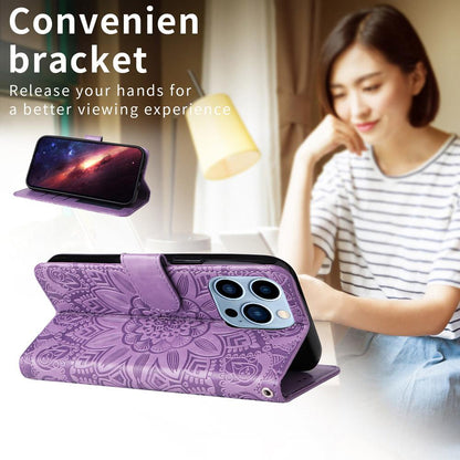 For Redmi K90 Pro Max / Xiaomi Poco F8 Ultra 5G Embossed Sunflower Leather Phone Case(Purple)