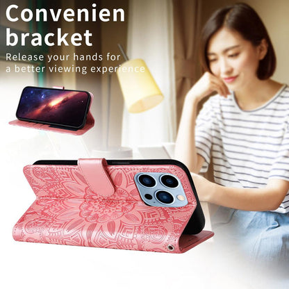 For Redmi K90 Pro Max / Xiaomi Poco F8 Ultra 5G Embossed Sunflower Leather Phone Case(Rose Gold)