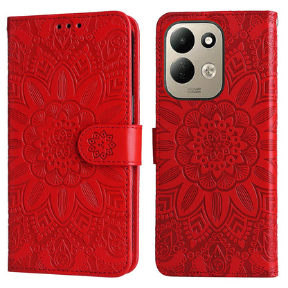 For Redmi 17 5G / 4G Global 170mm Embossed Sunflower Leather Phone Case(Red)