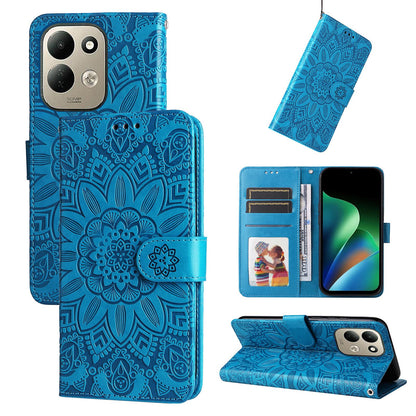 For Redmi 17 5G / 4G Global 170mm Embossed Sunflower Leather Phone Case(Blue)