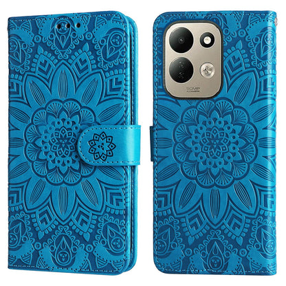 For Redmi 17 5G / 4G Global 170mm Embossed Sunflower Leather Phone Case(Blue)