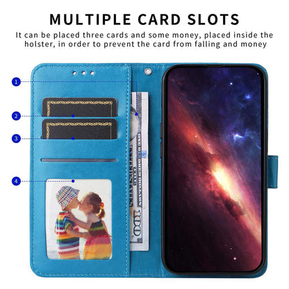 For Redmi 17 5G / 4G Global 170mm Embossed Sunflower Leather Phone Case(Blue)
