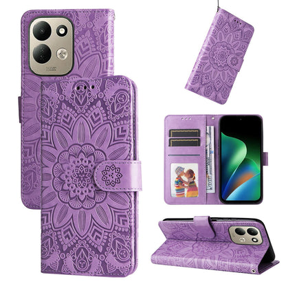 For Redmi 17 5G / 4G Global 170mm Embossed Sunflower Leather Phone Case(Purple)