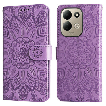 For Redmi 17 5G / 4G Global 170mm Embossed Sunflower Leather Phone Case(Purple)
