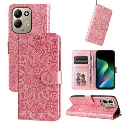 For Redmi 17 5G / 4G Global 170mm Embossed Sunflower Leather Phone Case(Rose Gold)