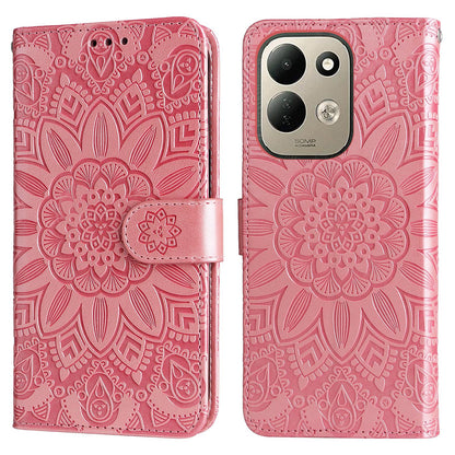 For Redmi 17 5G / 4G Global 170mm Embossed Sunflower Leather Phone Case(Rose Gold)