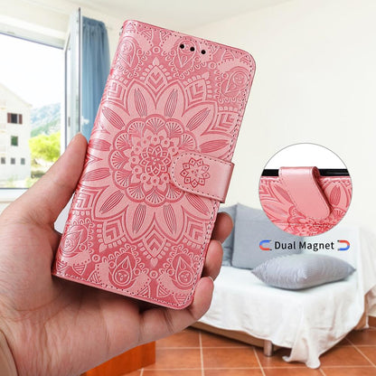 For Redmi 17 5G / 4G Global 170mm Embossed Sunflower Leather Phone Case(Rose Gold)
