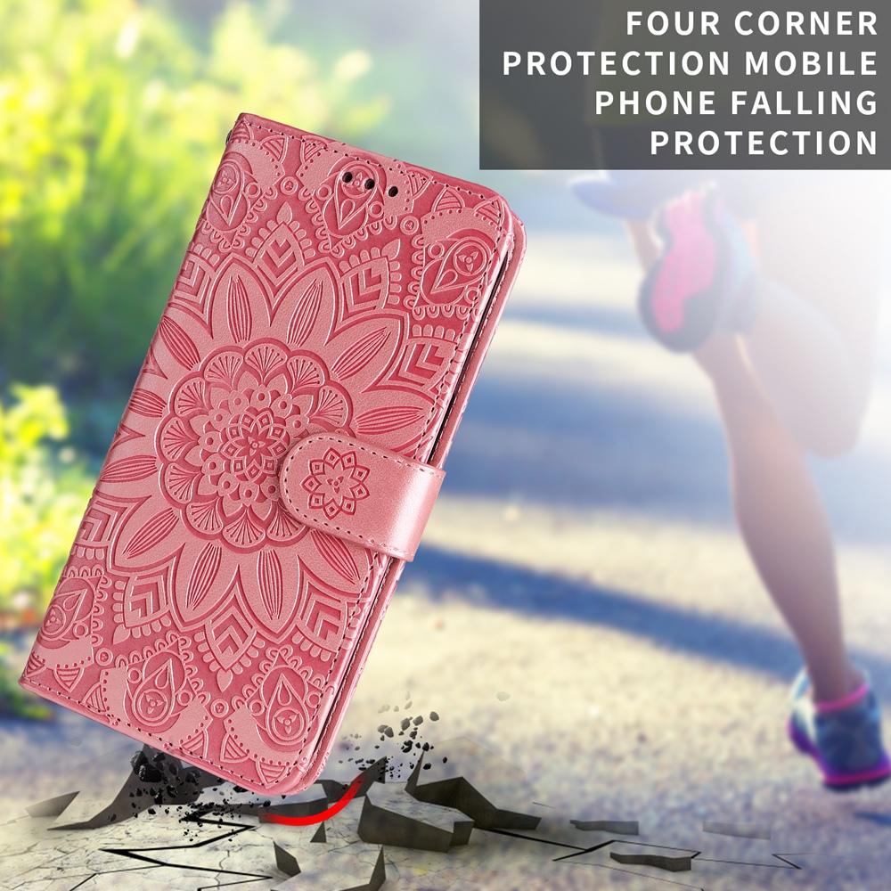 For Redmi 17 5G / 4G Global 170mm Embossed Sunflower Leather Phone Case(Rose Gold)