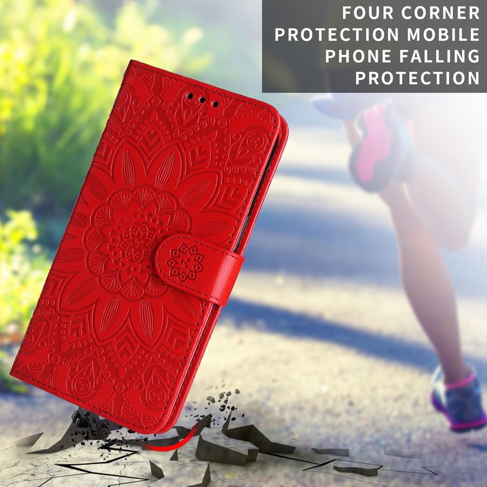 For Redmi Note 17 5G / 4G Global 171mm Embossed Sunflower Leather Phone Case(Red)