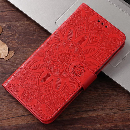 For Redmi Note 17 5G / 4G Global 171mm Embossed Sunflower Leather Phone Case(Red)