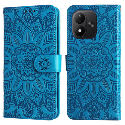 For Redmi Note 17 5G / 4G Global 171mm Embossed Sunflower Leather Phone Case(Blue)