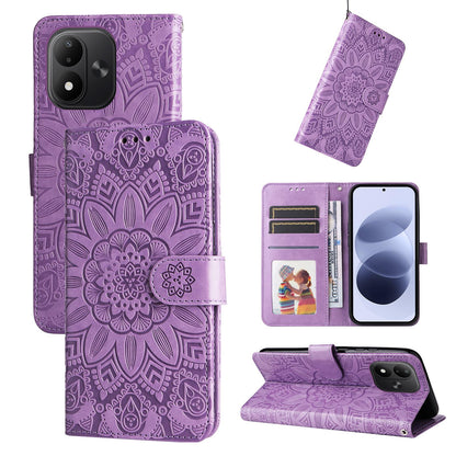 For Redmi Note 17 5G / 4G Global 171mm Embossed Sunflower Leather Phone Case(Purple)