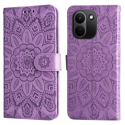 For Redmi Note 17 Pro+ 5G Global 163mm Embossed Sunflower Leather Phone Case(Purple)