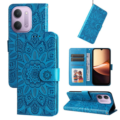 For Redmi 17C 5G Embossed Sunflower Leather Phone Case - Blue - EDA006829429B