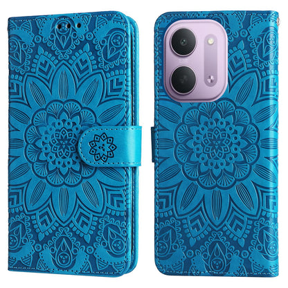 For Redmi 17C 5G Embossed Sunflower Leather Phone Case - Blue - EDA006829429B