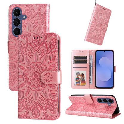 For Galaxy S26 FE 5G Embossed Sunflower Leather Phone Case - Rose Gold - EDA006829610E