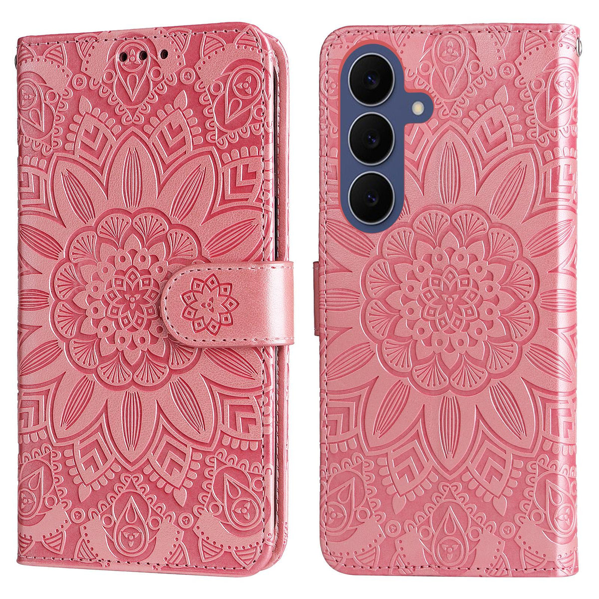 For Galaxy S26 FE 5G Embossed Sunflower Leather Phone Case - Rose Gold - EDA006829610E