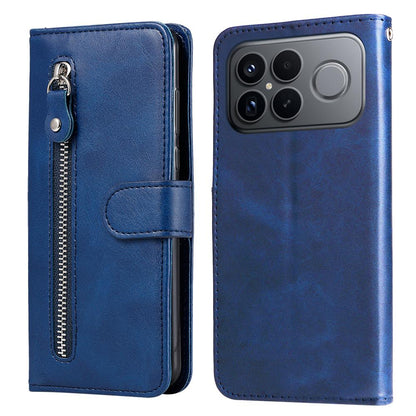 For Redmi K90 Pro Max / Xiaomi Poco F8 Ultra 5G Fashion Calf Texture Zipper Leather Phone Case(Blue)