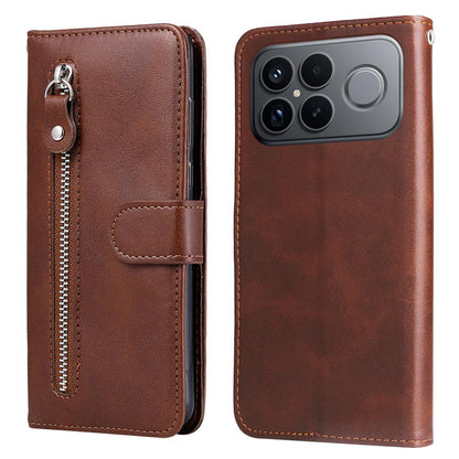 For Redmi K90 Pro Max / Xiaomi Poco F8 Ultra 5G Fashion Calf Texture Zipper Leather Phone Case(Brown)