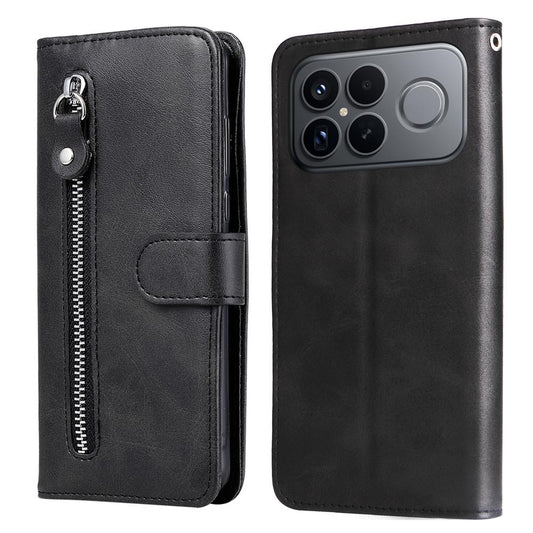 For Redmi K90 Pro Max / Xiaomi Poco F8 Ultra 5G Fashion Calf Texture Zipper Leather Phone Case(Black)