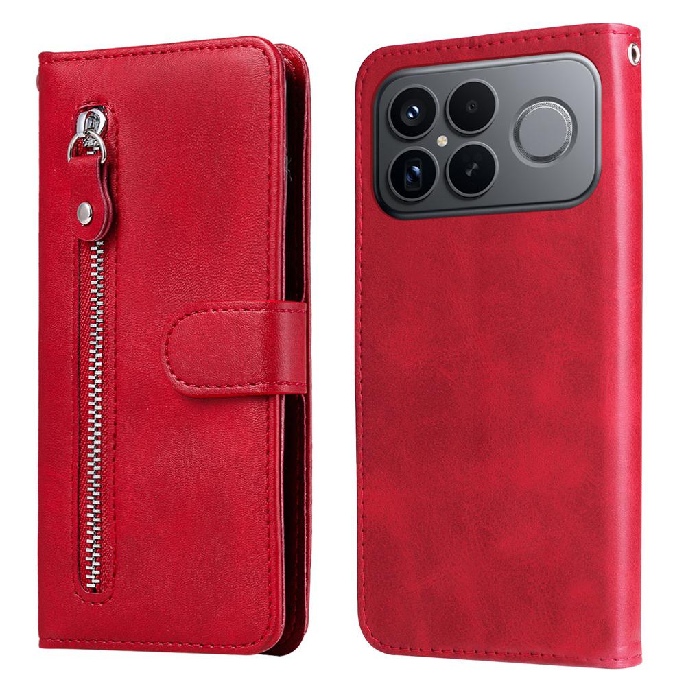 For Redmi K90 Pro Max / Xiaomi Poco F8 Ultra 5G Fashion Calf Texture Zipper Leather Phone Case(Red)