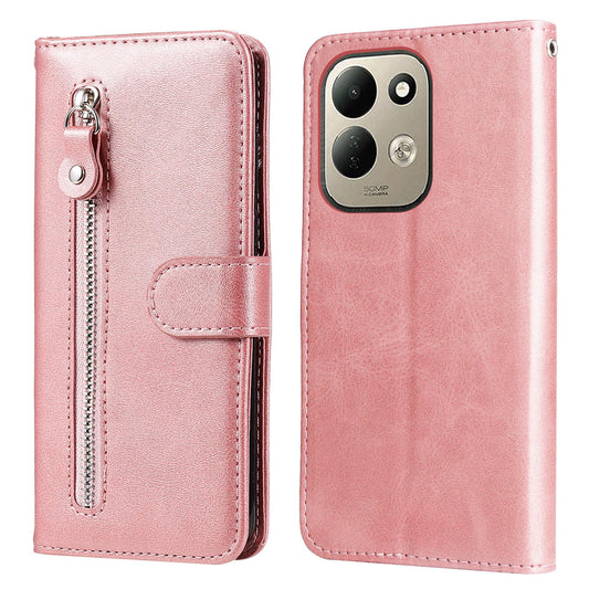 For Redmi 17 5G / 4G Global 170mm Fashion Calf Texture Zipper Leather Phone Case(Rose Gold)