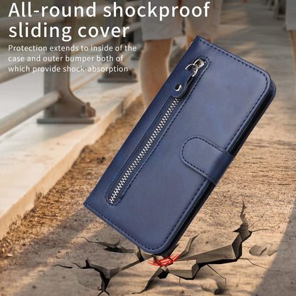 For Redmi 17 5G / 4G Global 170mm Fashion Calf Texture Zipper Leather Phone Case(Blue)