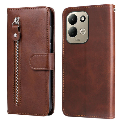 For Redmi 17 5G / 4G Global 170mm Fashion Calf Texture Zipper Leather Phone Case(Brown)