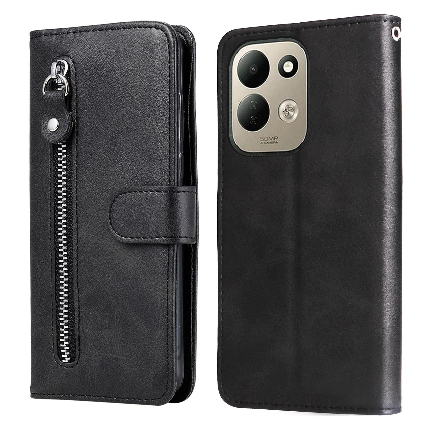 For Redmi 17 5G / 4G Global 170mm Fashion Calf Texture Zipper Leather Phone Case(Black)