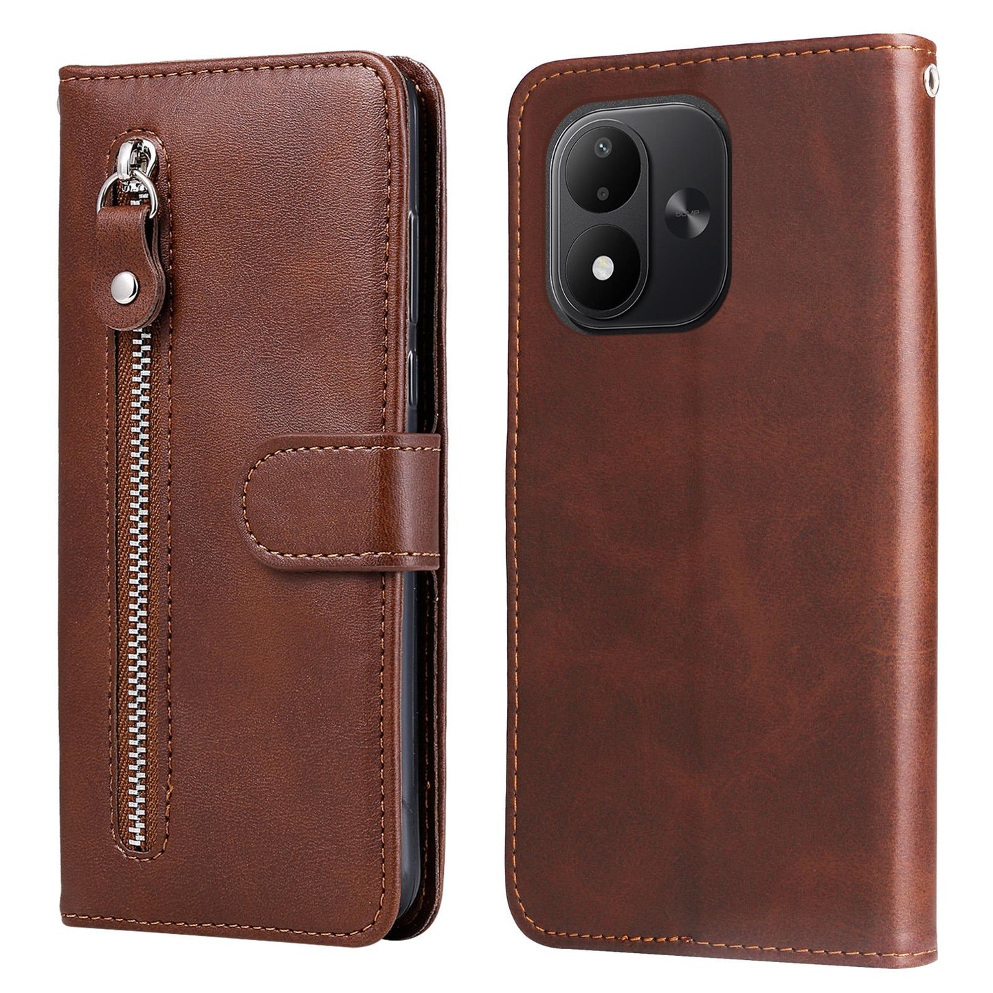 For Redmi Note 17 5G / 4G Global 171mm Fashion Calf Texture Zipper Leather Phone Case(Brown)