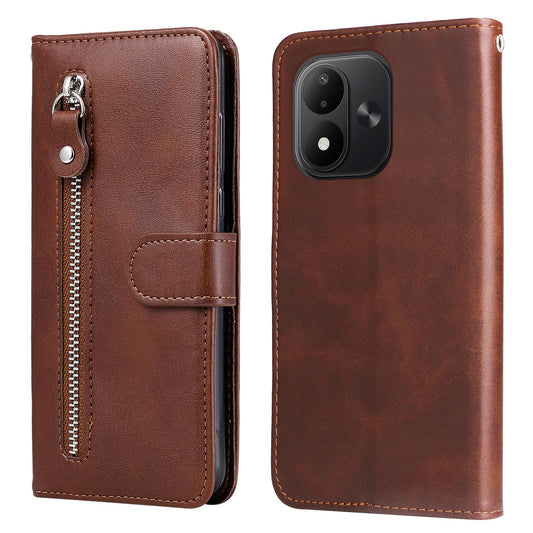 For Redmi Note 17 5G / 4G Global 171mm Fashion Calf Texture Zipper Leather Phone Case(Brown)