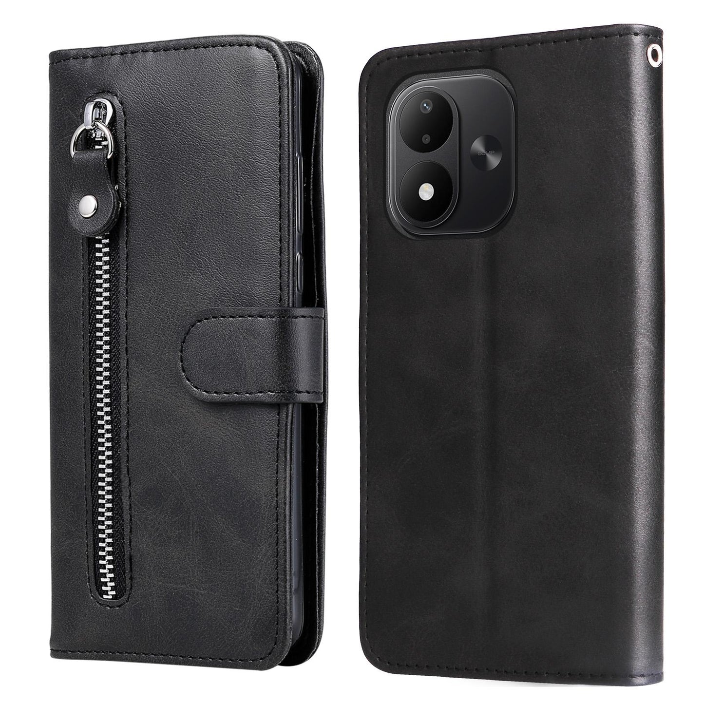 For Redmi Note 17 5G / 4G Global 171mm Fashion Calf Texture Zipper Leather Phone Case(Black)