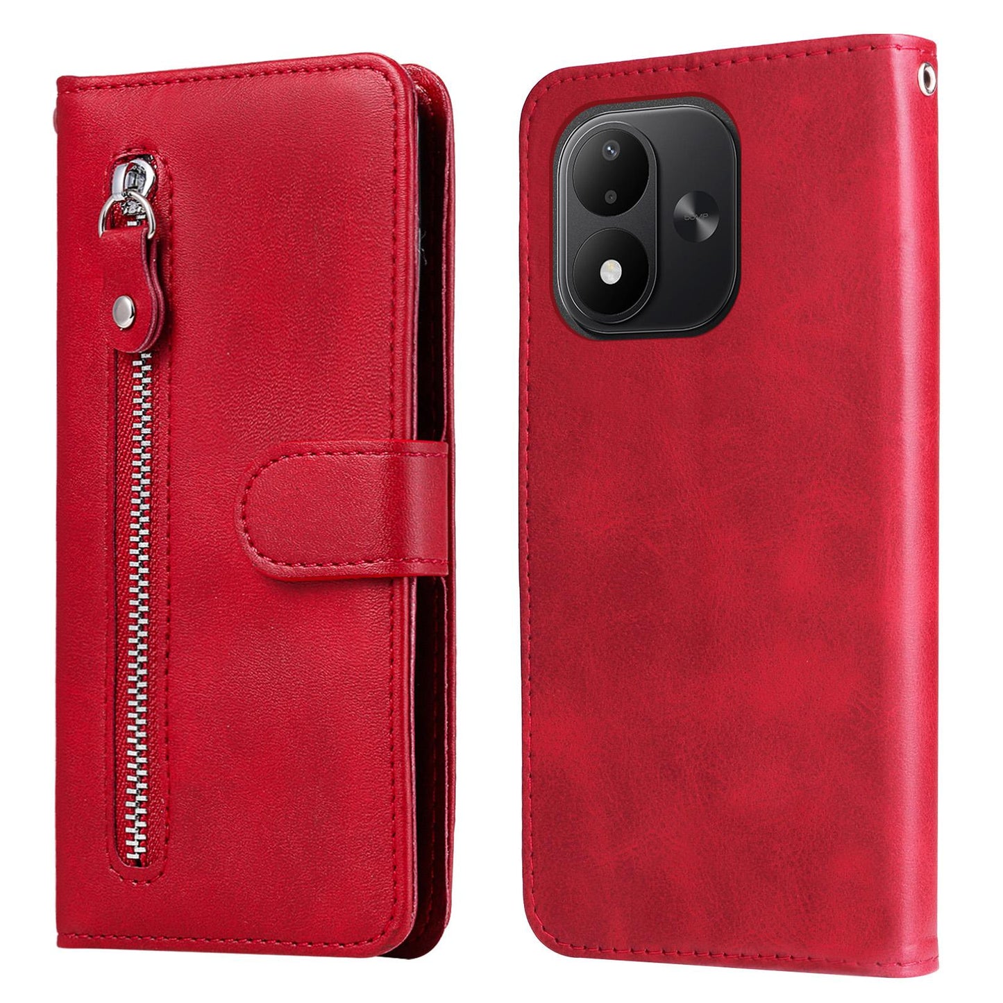 For Redmi Note 17 5G / 4G Global 171mm Fashion Calf Texture Zipper Leather Phone Case(Red)
