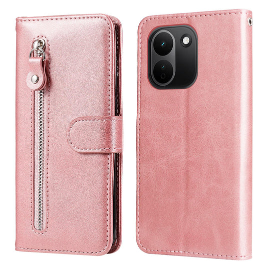 For Redmi Note 17 Pro+ 5G Global 163mm Fashion Calf Texture Zipper Leather Phone Case(Rose Gold)