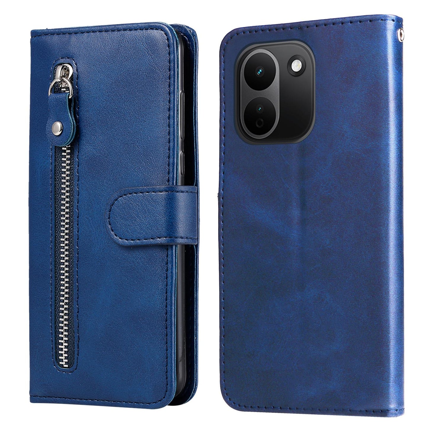 For Redmi Note 17 Pro+ 5G Global 163mm Fashion Calf Texture Zipper Leather Phone Case(Blue)